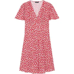 Vestido corto con manga corta y estampado floral