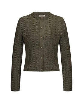 Cárdigan tradicional de punto SOPHIA oliva XL - Gottseidank - FashionsVida