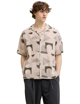 Camicia A Maniche Corte Abstract Print Moonbeam M - Jack & jones - FashionsVida