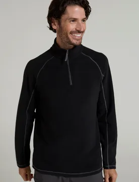 Ashbourne II Mens Half-Zip Fleece - Black - Black - Size: M - Mountain Warehouse - FashionsVida