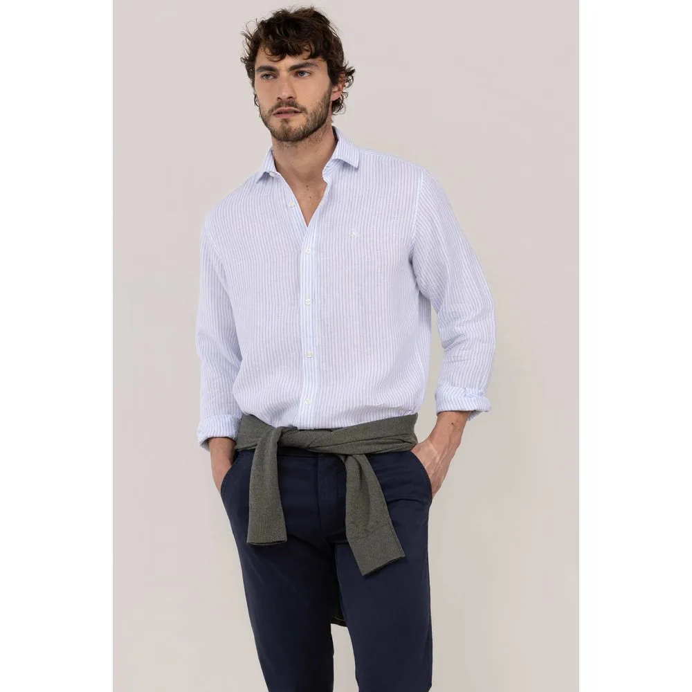 Camisa de hombre de lino rayas bengal - El Ganso - FashionsVida