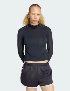 MAGLIA ORIGINALS BY JENNIE SHEER LONG SLEEVE 2XS Black - Adidas - FashionsVida
