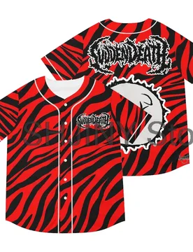 Svdden Death Tiger Striped Baseball Jersey Music Festival V-Neck Short Sleeve Button-Down Shirts Women Men Streetwear Tops - Aliexpress - FashionsVida