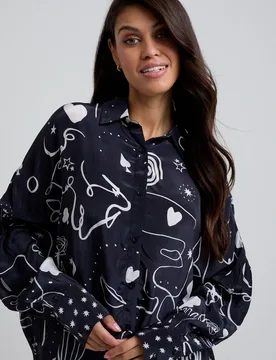 Isabella Spellbound Print Shirt In Black - 6 - Lily and Lionel London Limited - FashionsVida