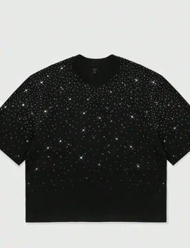 Camiseta holgada con efecto ombré y diamantes brillantes, estilo años 2000 XXL - Shein - FashionsVida