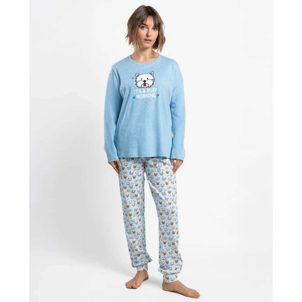 Pijama largo de mujer de punto de algodón - Admas - FashionsVida