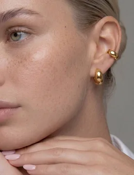 Women's 14k Gold Huggie Hoop Ear Cuff Ring - Gold - Size: One Size - Elk & Bloom - FashionsVida