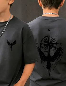 Pieza Camiseta de manga corta casual estampada para niños preadolescentes, top de verano para estudiantes jóvenes 13Y - Shein - FashionsVida