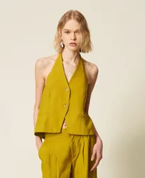 Gilet américain en lin mélangé