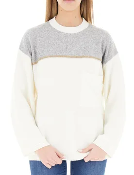 Maglione misto cashmere BIANCO UNI - VICOLO - FashionsVida
