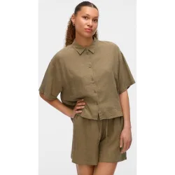 Camisa de lino de mujer de manga 2-4