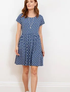 Women's Harbour Jersey Dress Fleur in Navy Size: XL - Navy - Size: XL - Kite - FashionsVida