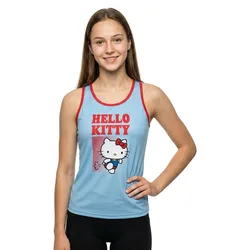 Hello Kitty Stripes Sleeveless T-shirt Blue / Red 3XS Women