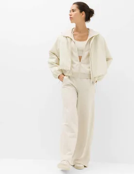 Cotton Rich High Waisted Wide Leg Joggers Ecru female - Goodmove - FashionsVida