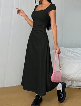 Vestido de mujer de manga corta de unicolor simple M - Shein - FashionsVida