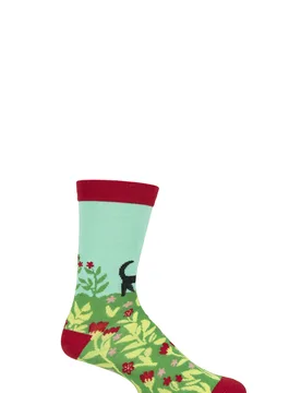 Pair Shared Earth Bamboo Cat in Meadow Socks Multi 7-12 - Multi Coloured - Size: 7-12 - SockShop - FashionsVida