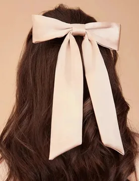Hair Bow in Satin - Champagne Satin - Rewritten - FashionsVida