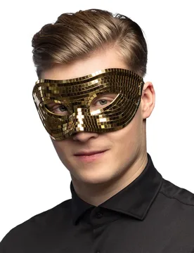 Diskokugel Maske Gold – Facettenmaske für Erwachsene goldfarben - BOLAND BV - FashionsVida
