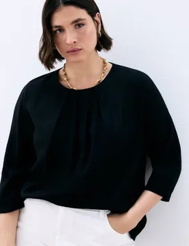 Blusa lisa de manga larga de mujer - Couchel - FashionsVida