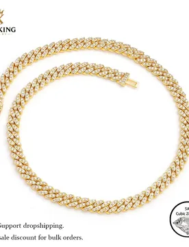 FLEXKING Iced Out Cuban Chain Brass Cubic Zirconia 6mm 8mm Miami Necklace Bracelet Hip Hop Jewelry For Men Women Gift - Aliexpress - FashionsVida