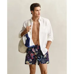 Bañador bermudas de hombre con ajuste de cordón y dibujos microestampados