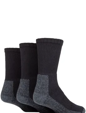 Women's 3 Pair Safety Boot Socks Black 4-8 Ladies - Black - Size: Small - Workforce - FashionsVida
