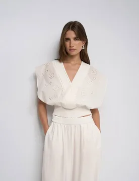 Blusa con bordado inglés de mujer - Salsa Jeans - FashionsVida