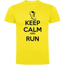 Keep Calm And Run Short Sleeve T-shirt Yellow S Men