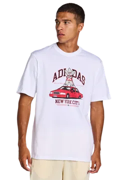 Nyc Taxi Gfx Men T-Shirts - White - Size S - Cotton Jersey - White - Size: Small - Adidas - FashionsVida