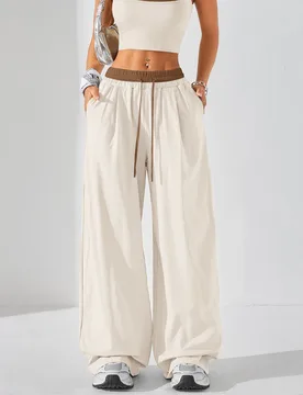 Conjunto de 2 piezas de verano para mujer, top corto de tirantes con bloques de color & pantalones de pierna ancha, atuendo casual de descanso, street - Shein - FashionsVida