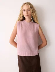 Pure Cashmere Crew Neck Knitted Vest Pink female