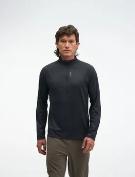 Men's SkyForm Half Zip in Black Htr, Size Large - HOKA - FashionsVida