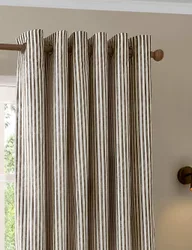 Hebden Striped Blackout Eyelet Curtains Dark Brown