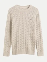 Pullover mit Zopfmuster Beige L