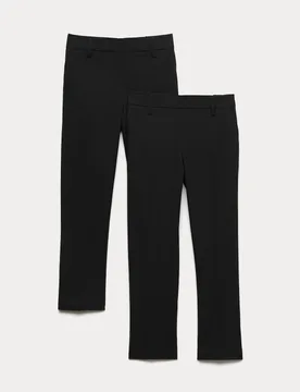 Pack Boys' Longer Length School Trousers (2-18 Yrs) Black male - M&S - FashionsVida