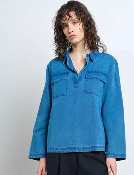 Pure Cotton Shirt Blue female - French connection - FashionsVida