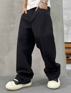 Pantalones vaqueros de pierna ancha y holgada con bolsillos para hombres HEHCN, pantalones casuales de estilo callejero negro, adecuados como regalo p - Shein - FashionsVida