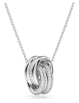 Pendente Hyperbola, Cerchi intrecciati, Bianco, Placcato rodio S - Swarovski - FashionsVida