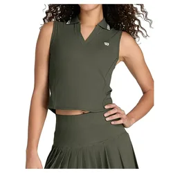 Rib Sleeveless Polo Grape Leaf M