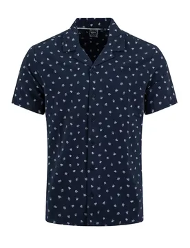 Weird Fish Hugh Printed Shirt Size XL - holiday-shop holiday-shop mens-summer-shop men men all-mens men shirts men shirts long-sleeve new-arrivals new - Rich Navy - FashionsVida