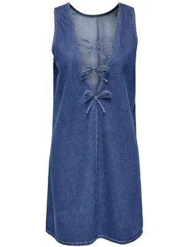 Vestido vaquero corto sin mangas con lazadas - Only - FashionsVida