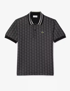 Mens Monogram Polo-Black Cotton - Size Small - Lacoste - FashionsVida