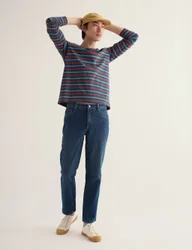 Pure Cotton Denim Straight Leg Jeans Blue male
