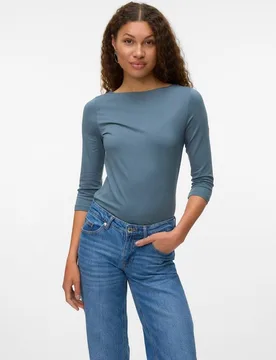 Camiseta de mujer mangas tres cuarto con escote barco - Vero Moda - FashionsVida