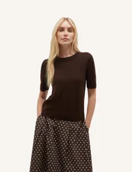 Pure Merino Wool Textured Knitted Top Brown female