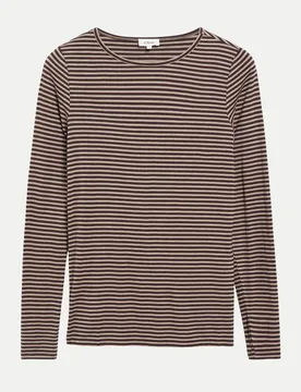 RED LABEL Langarmshirt Gestreift Braun 40 - S. Oliver - FashionsVida