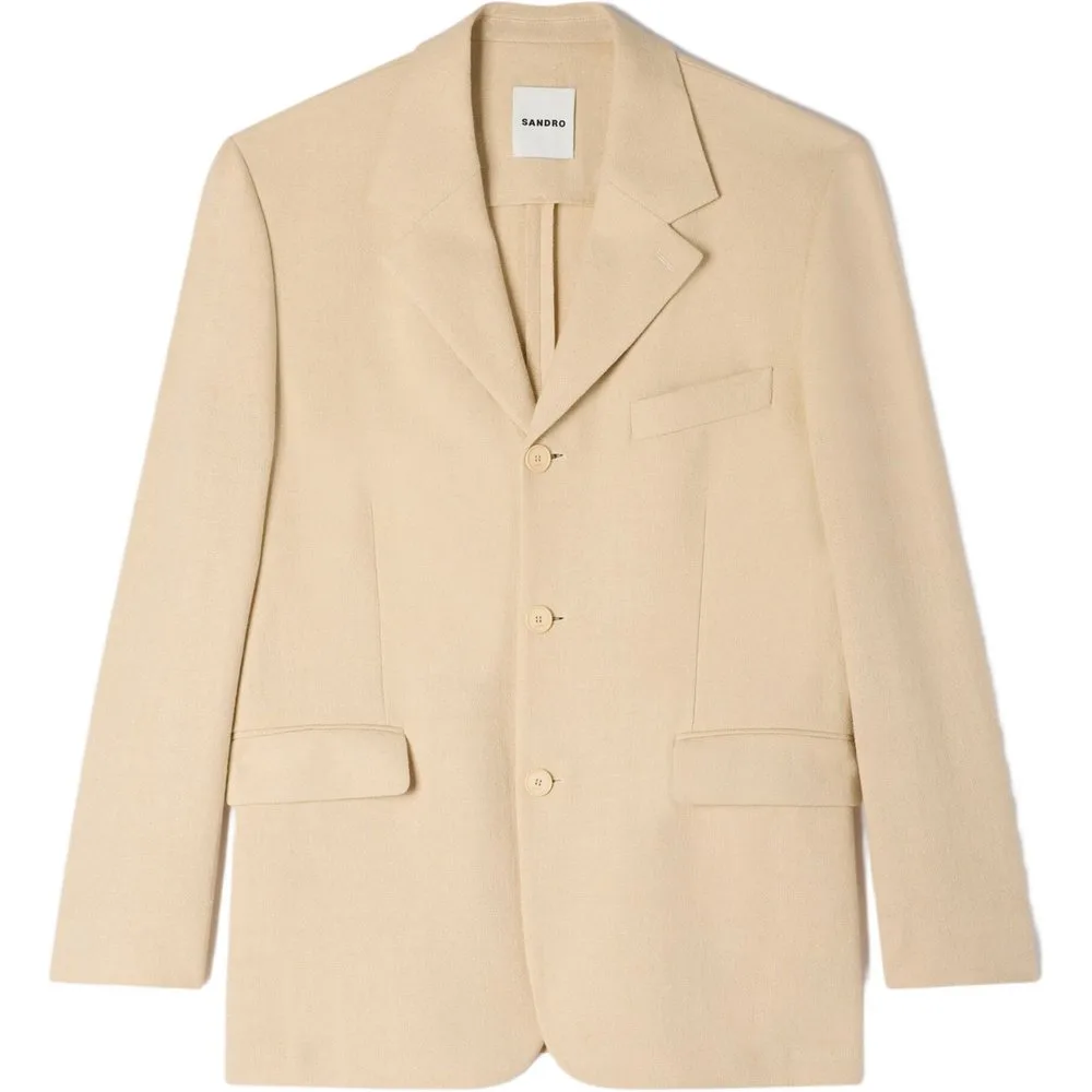 Chaqueta de traje de hombre oversize de mezcla de lino - sandro - FashionsVida