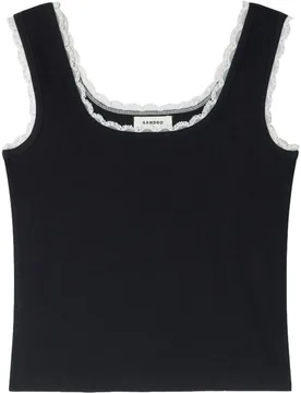 Top de tirantes de mujer de algodón con bordado y pedrería - sandro - FashionsVida