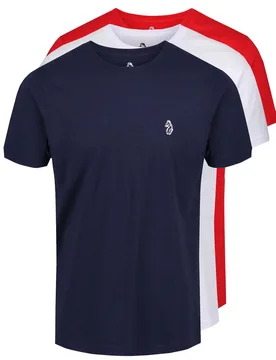 Mens Johny 3 Pack T-Shirts In Red White Navy - Multicolour - Size X-Small - Luke 1977 - FashionsVida