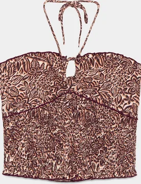 Top de mujer estampado con lazada al cuello - Noon - FashionsVida